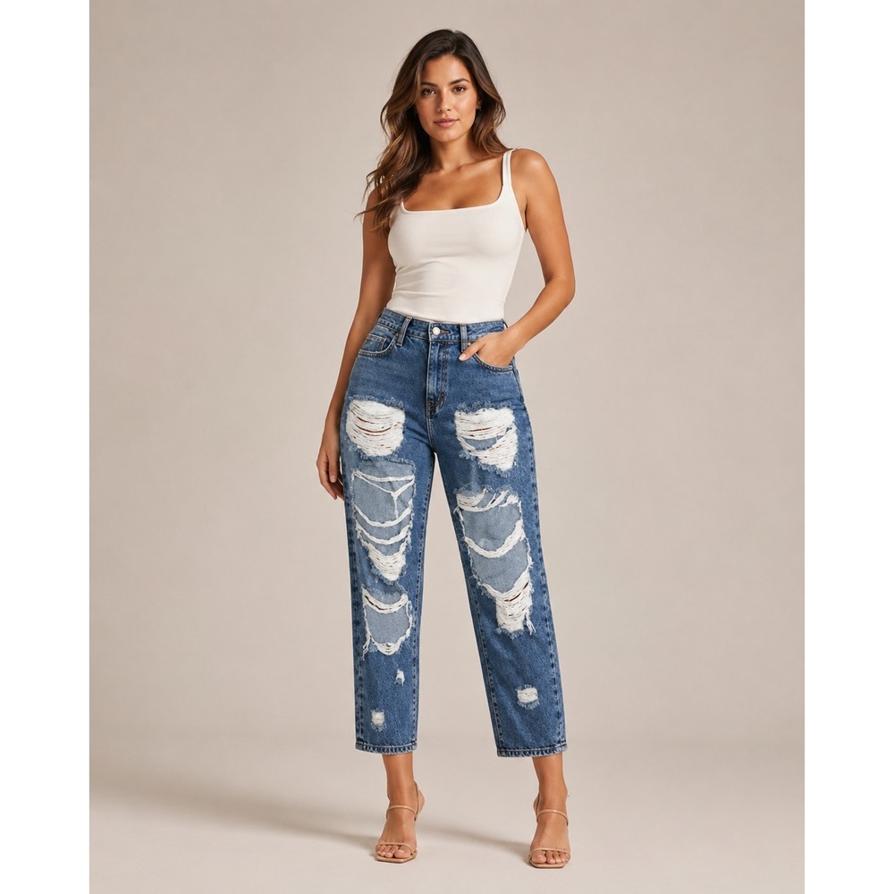 Carmar‎ High Rise Distressed Straight Jeans Womens Size 2 Croppedens 27